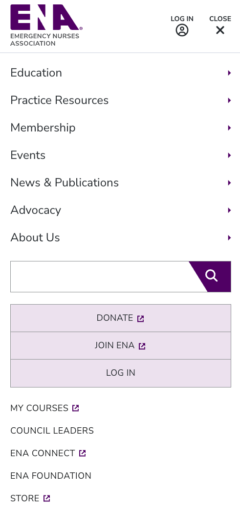 ENA mobile menu