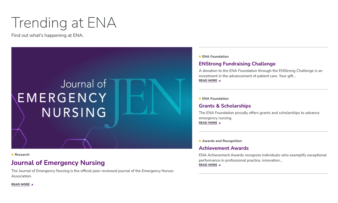 ENA callout and featured content