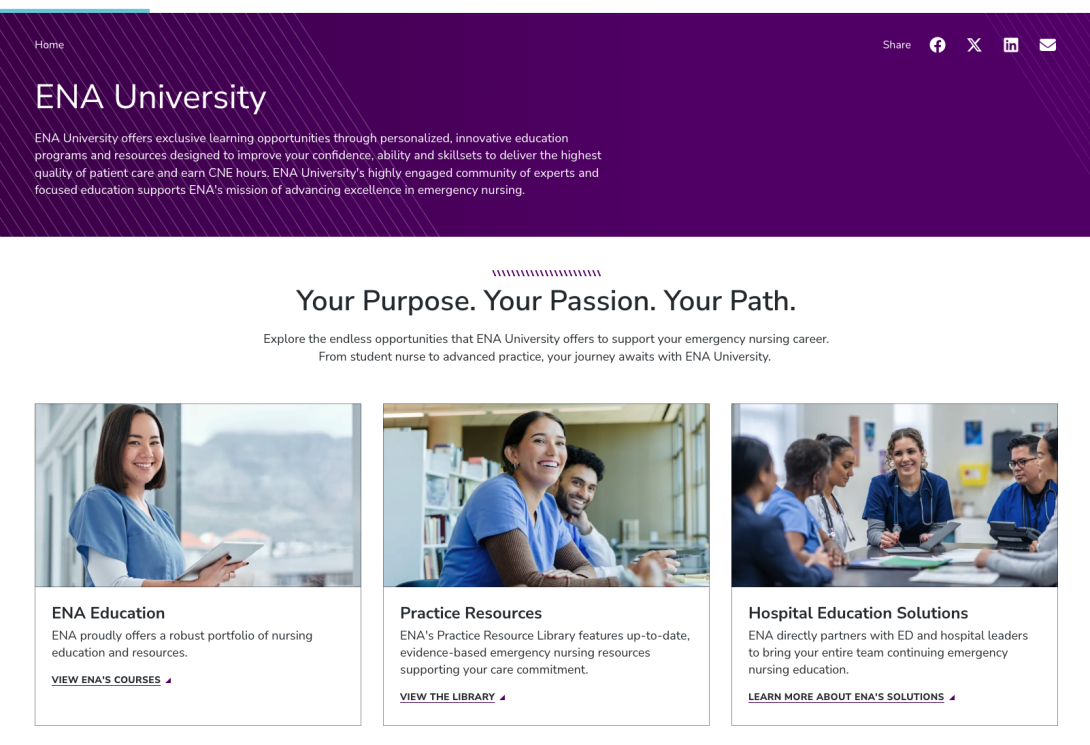 ENA overview page