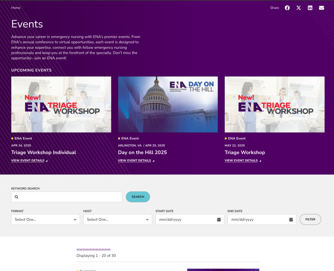 ENA events view
